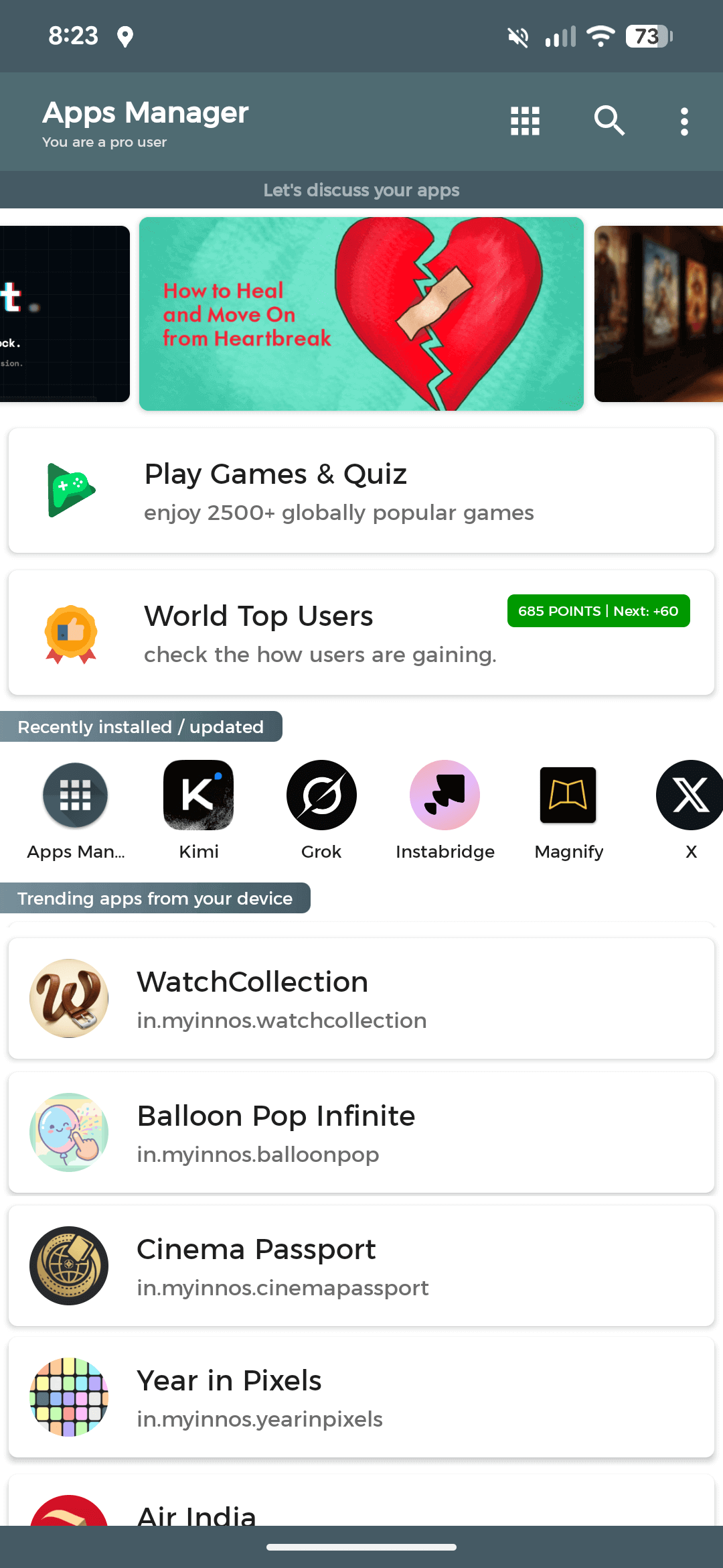 AppsManager Home Screen