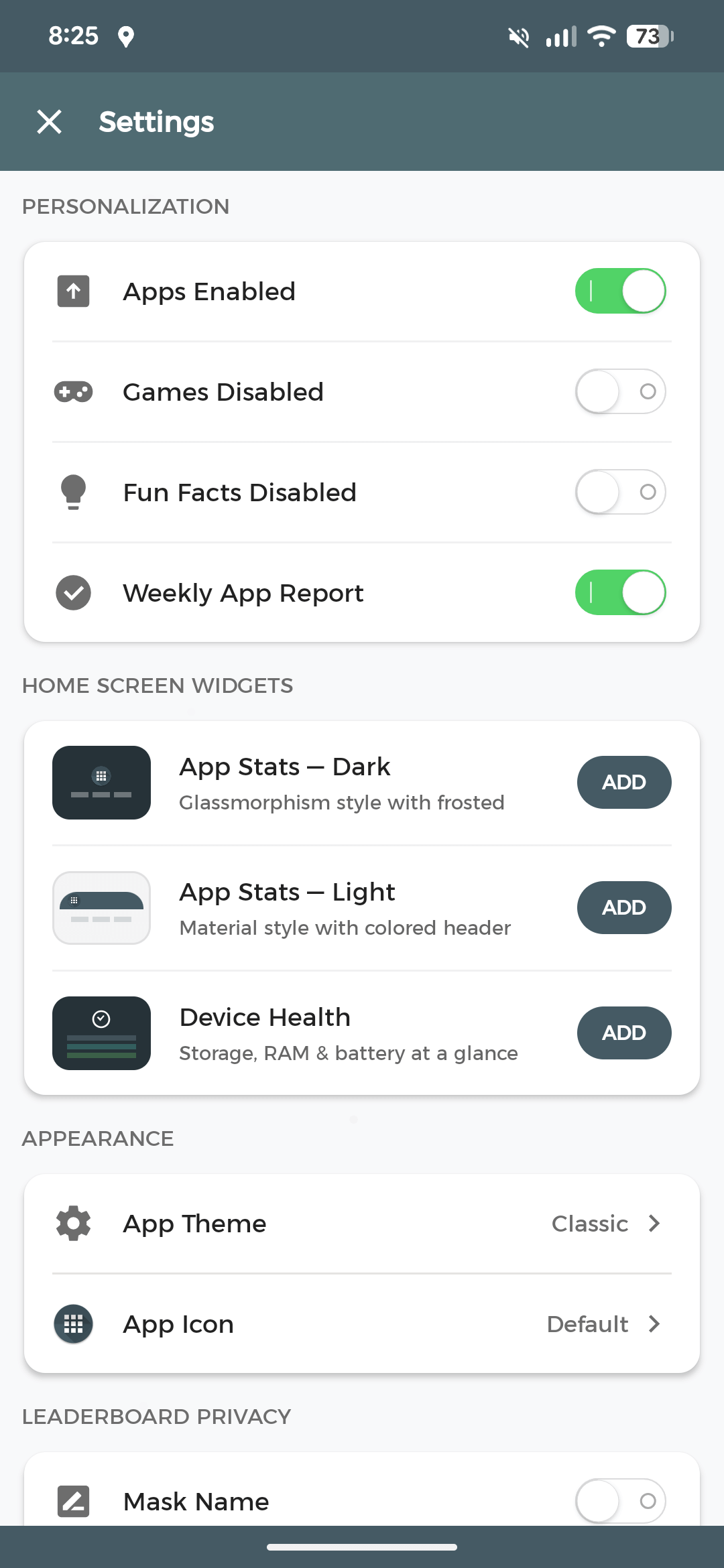 Settings & Widgets